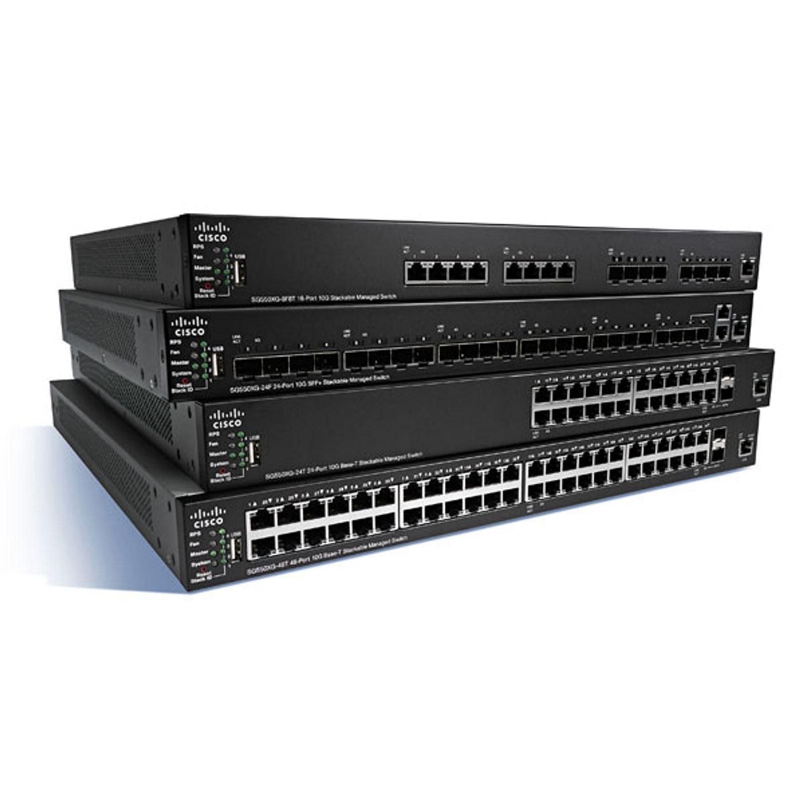 Cisco SG350X-24 (SG350X-24-K9-EU) Switch Gigabit Small Business 24 ports 10/100/1000 avec 4 x 10 Gigabit Ethernet (2 x 10GBase-T/SFP+ combo 2 x SFP )